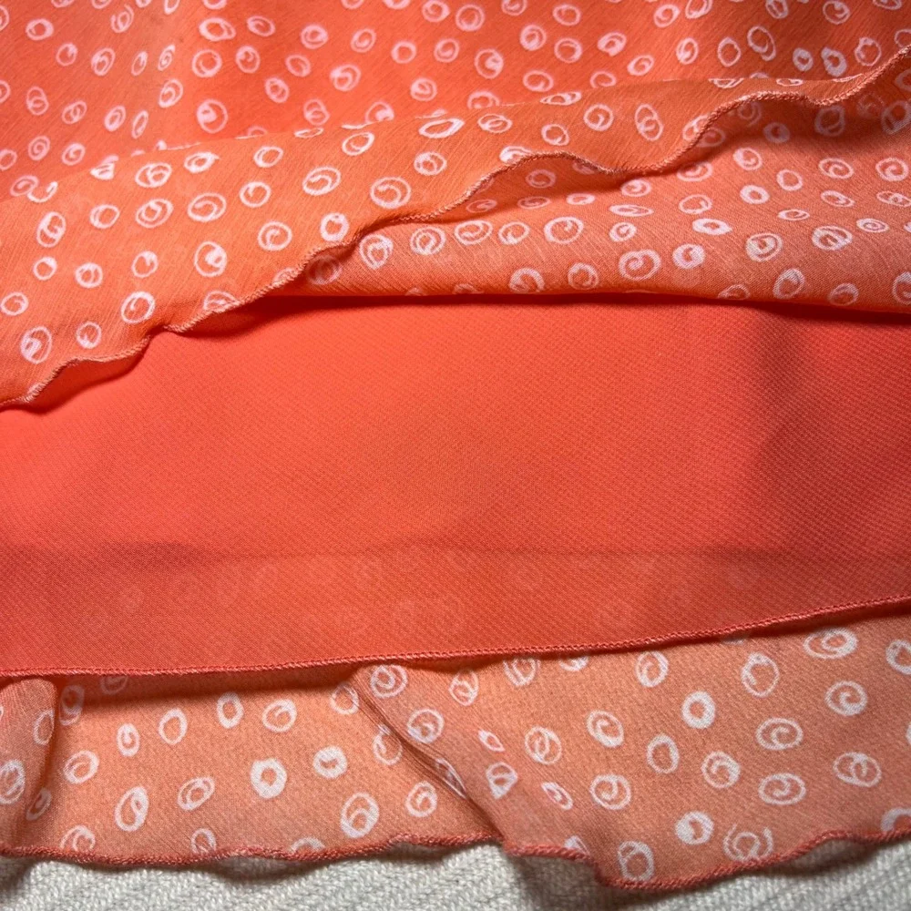 Vintage 90s Allison Taylor Orange Floral Patchwork Skirt Set Cowl Neck Top M